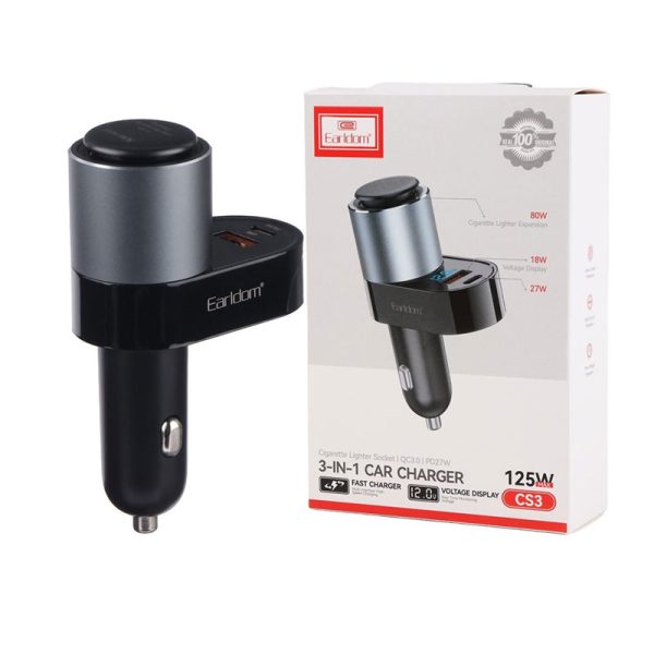 شارژر فندکی دو پورت فست شارژ ارلدام مدل ET-CS3